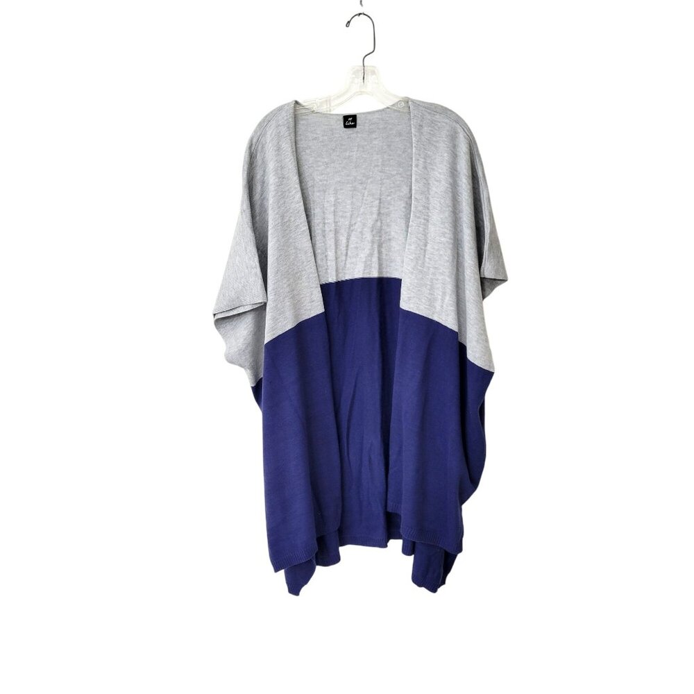 Echo Women's Colorblock Cardigan Gray & Navy Blue Open Front Lightweight